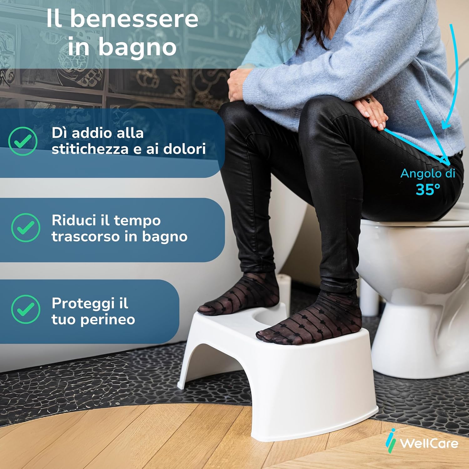 Well Care taburete en uso